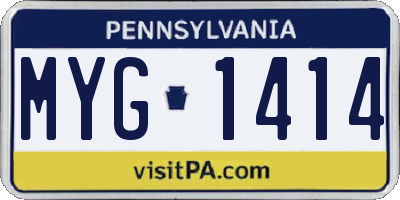 PA license plate MYG1414