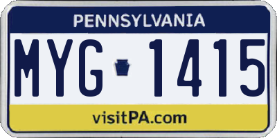 PA license plate MYG1415
