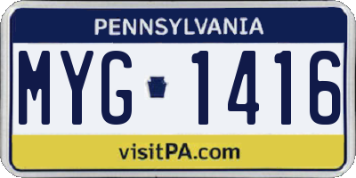 PA license plate MYG1416