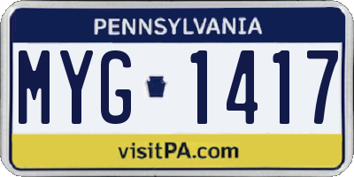 PA license plate MYG1417