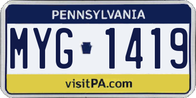 PA license plate MYG1419