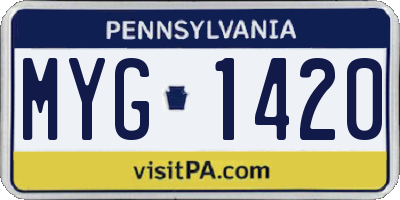 PA license plate MYG1420