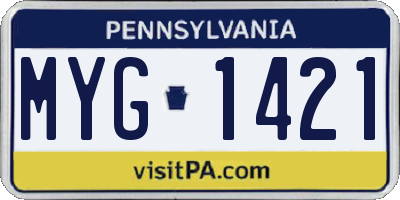 PA license plate MYG1421