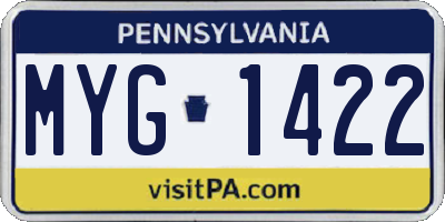 PA license plate MYG1422