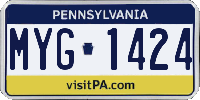 PA license plate MYG1424