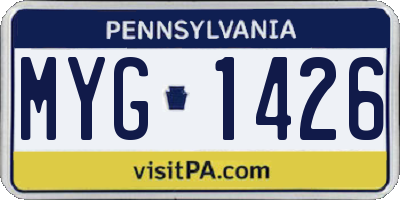 PA license plate MYG1426