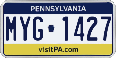 PA license plate MYG1427