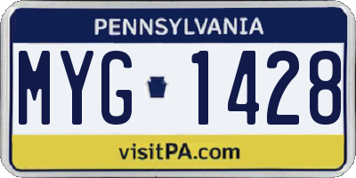 PA license plate MYG1428