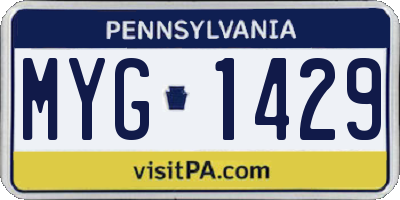 PA license plate MYG1429