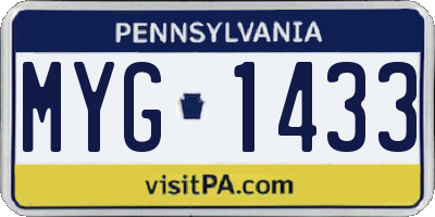PA license plate MYG1433