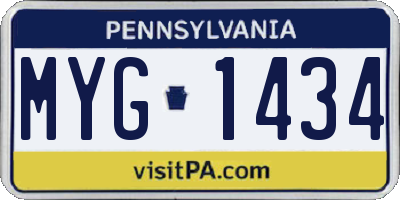 PA license plate MYG1434
