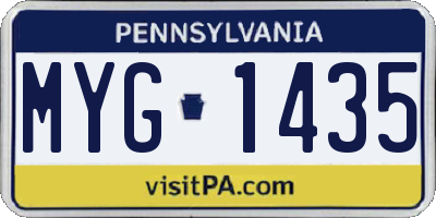 PA license plate MYG1435