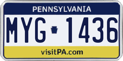 PA license plate MYG1436