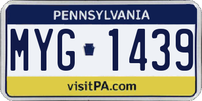 PA license plate MYG1439