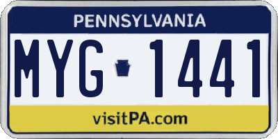 PA license plate MYG1441