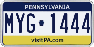 PA license plate MYG1444
