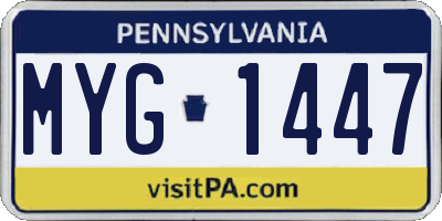 PA license plate MYG1447