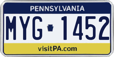 PA license plate MYG1452