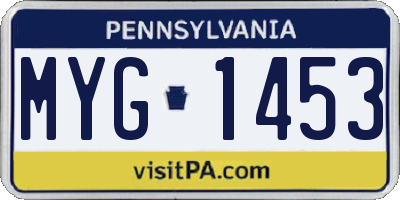 PA license plate MYG1453