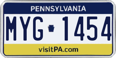 PA license plate MYG1454