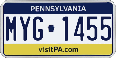 PA license plate MYG1455