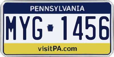 PA license plate MYG1456
