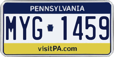 PA license plate MYG1459