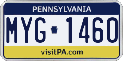 PA license plate MYG1460