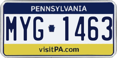 PA license plate MYG1463