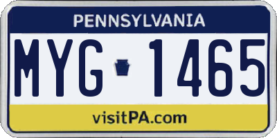 PA license plate MYG1465