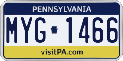 PA license plate MYG1466