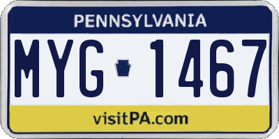 PA license plate MYG1467
