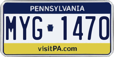PA license plate MYG1470