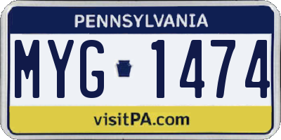 PA license plate MYG1474