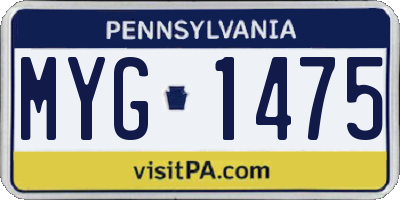 PA license plate MYG1475