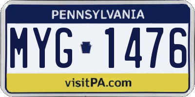 PA license plate MYG1476
