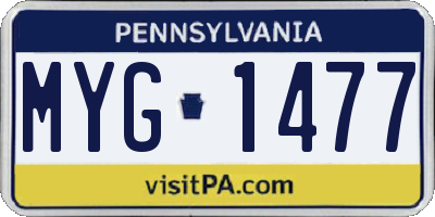 PA license plate MYG1477