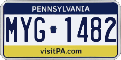 PA license plate MYG1482
