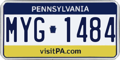 PA license plate MYG1484