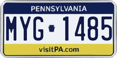 PA license plate MYG1485