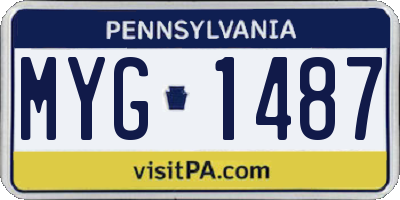 PA license plate MYG1487