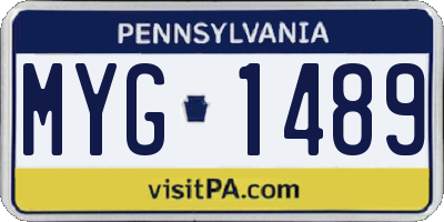 PA license plate MYG1489