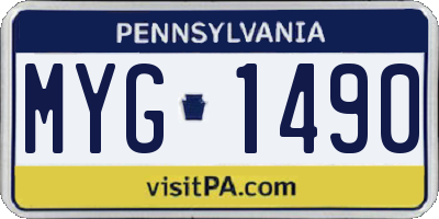PA license plate MYG1490