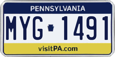 PA license plate MYG1491