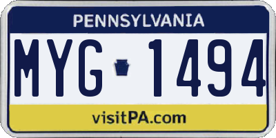 PA license plate MYG1494