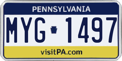 PA license plate MYG1497