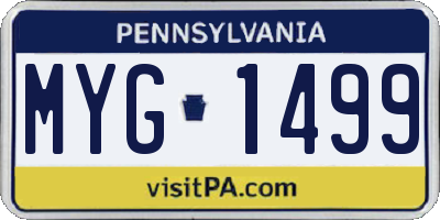PA license plate MYG1499