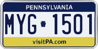 PA license plate MYG1501