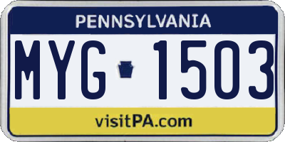 PA license plate MYG1503