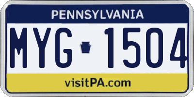 PA license plate MYG1504